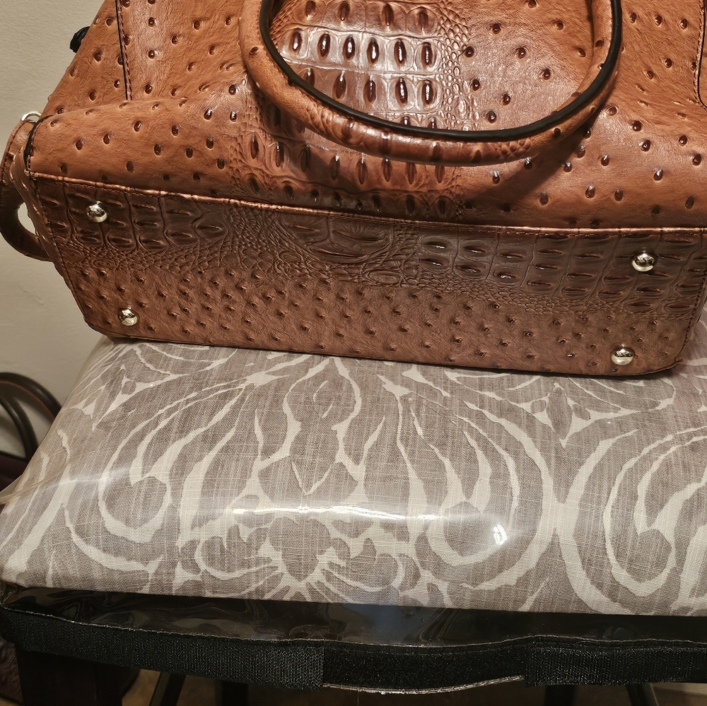 Chic Brown Textured Satchel for Women